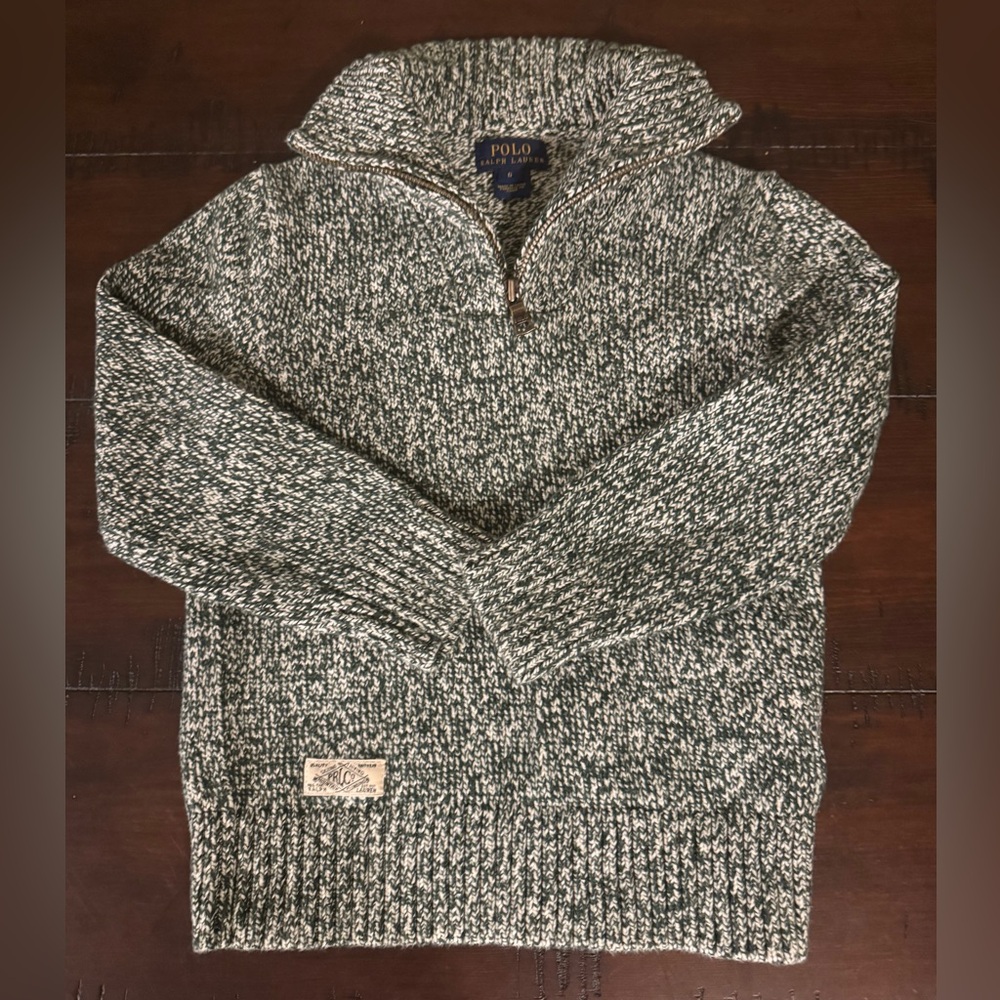Dark green. Ralph Lauren 1/4 zip sweater.